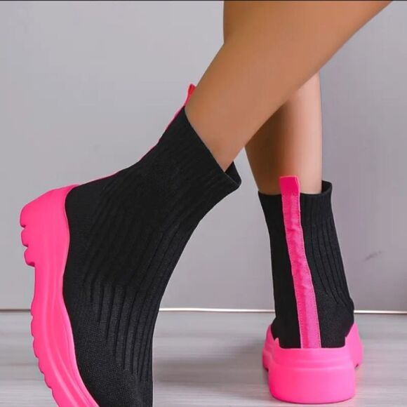 Trendy women's slip on sock boots sz 6 - Picture 6 of 9